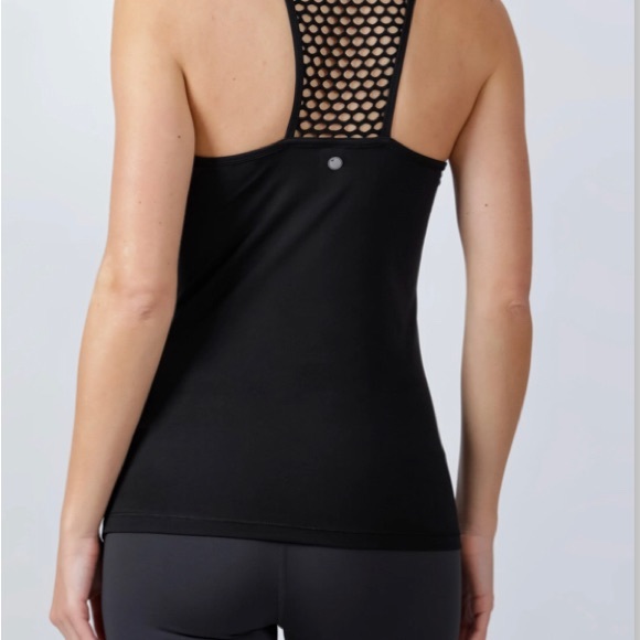 Yogalicious Navy Mesh Cut Out Tank Top - Picture 2 of 6